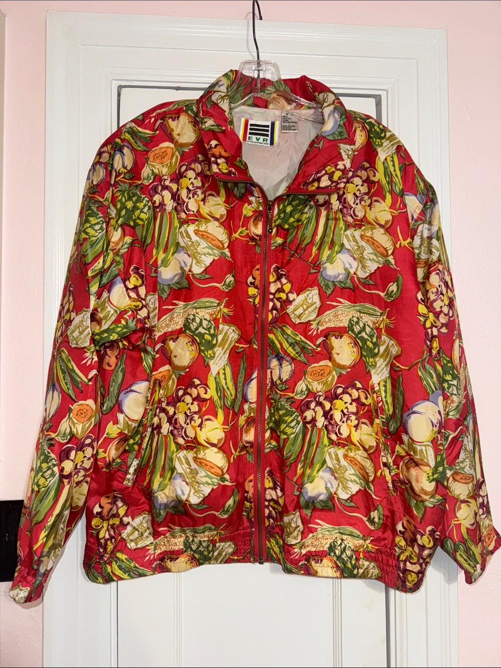Silk Pink/Red Produce-Theme Lightweight Zip Jacket